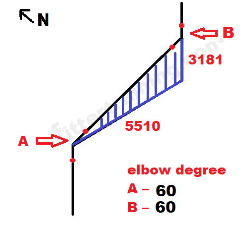 Isometric rolling pipe elbow degree calculation