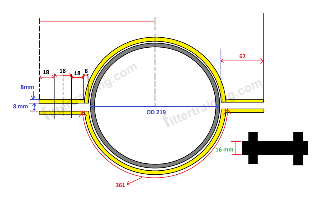How to find radius length of clamp pipe support