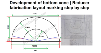 Reducer fabrication layout marking with drawing | Development of bottom cone