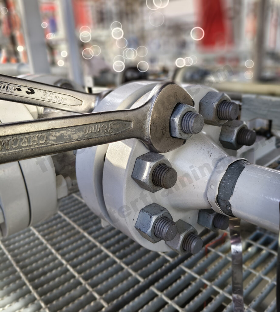 Piping flange and bolt spanner size chart