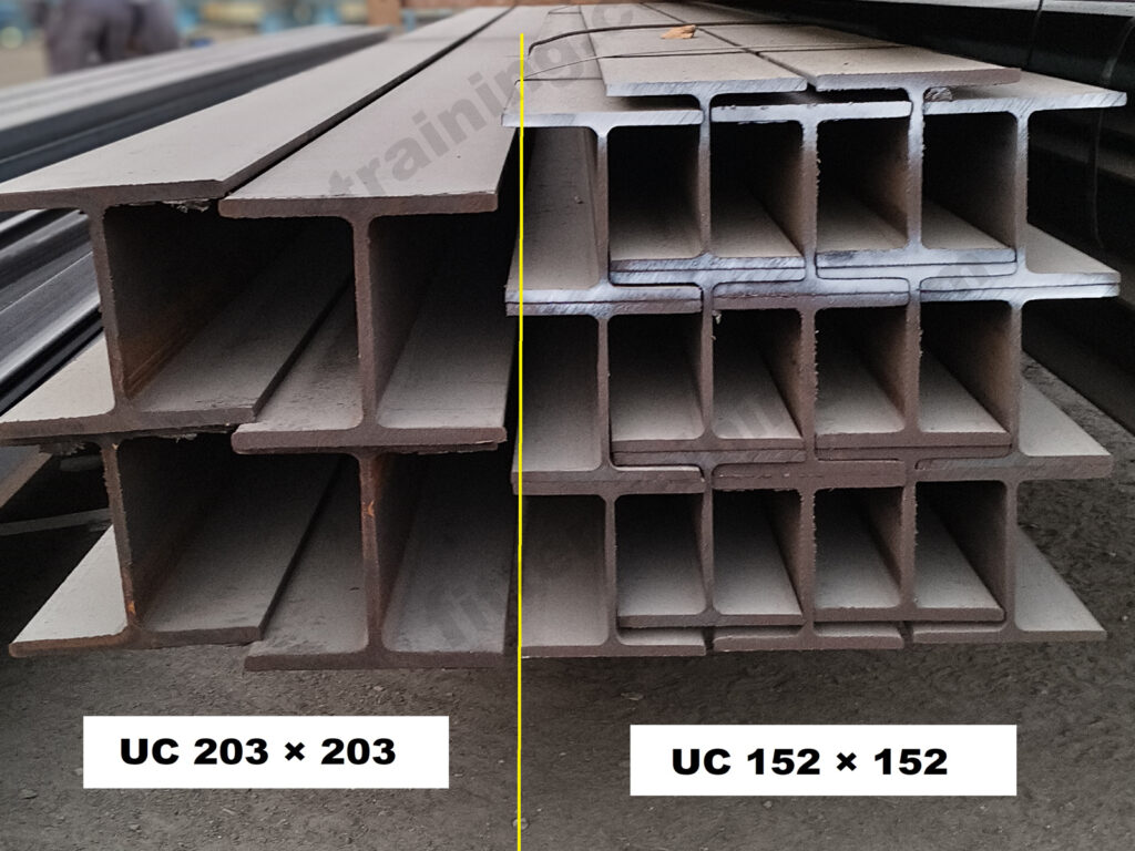 UC Column and Beam web and flange equal dimension 