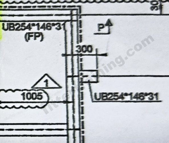 Structure drawing UB beam 254 × 146
